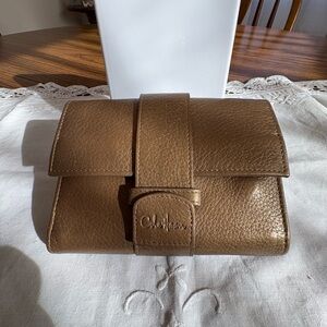 Cole Haan Brown Pebbled Leather Jewelry Clutch for Travel